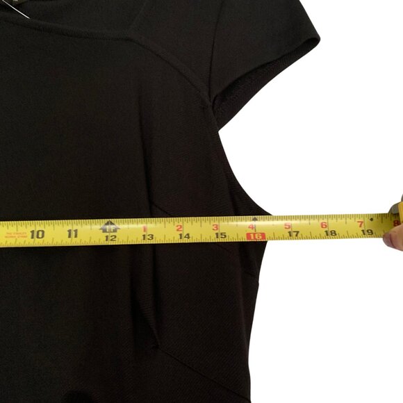 NWT Ann Taylor Black Sheath Dress Unique Neckline, Elegant Fit | Size 6 - Picture 10 of 12